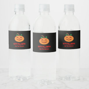 Red Eyed Halloween Pumpkin Water Bottle Label Set