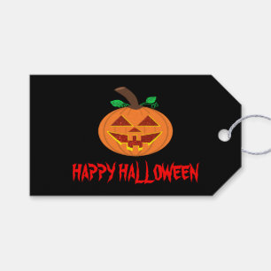 Red Eyed Happy Halloween Pumpkin Gift Tag