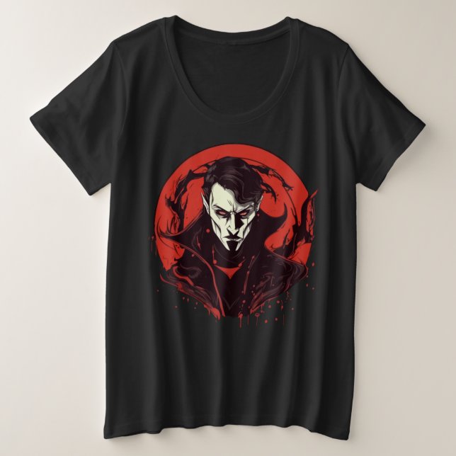Red-Eyed Horror Plus Size T-Shirt (Design Front)