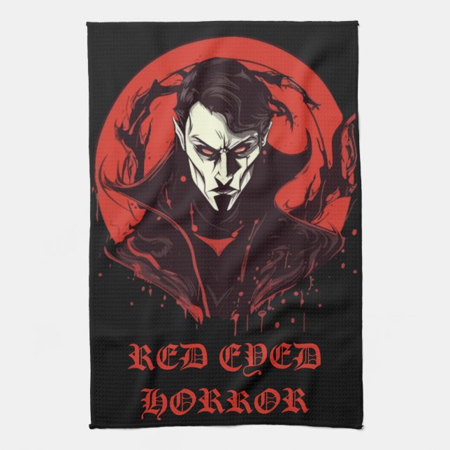 Red-Eyed Horror Tea Towel (Vertical)