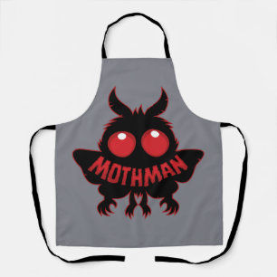 Red-Eyed Mystery Mothman Silhouette Apron