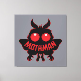 Red-Eyed Mystery Mothman Silhouette Canvas Print