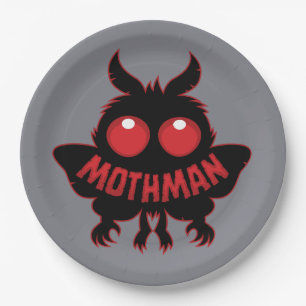 Red-Eyed Mystery Mothman Silhouette Paper Plate