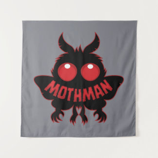 Red-Eyed Mystery Mothman Silhouette Tapestry