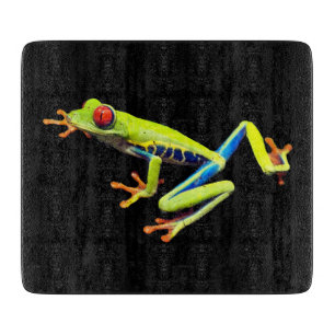 Red Eyed Painted Tree Frog Glass Cutting Board