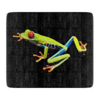 Red Eyed Painted Tree Frog Glass Cutting Board