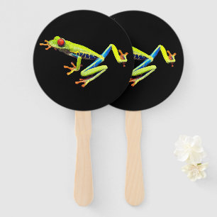 Red Eyed Painted Tree Frog Hand Fan