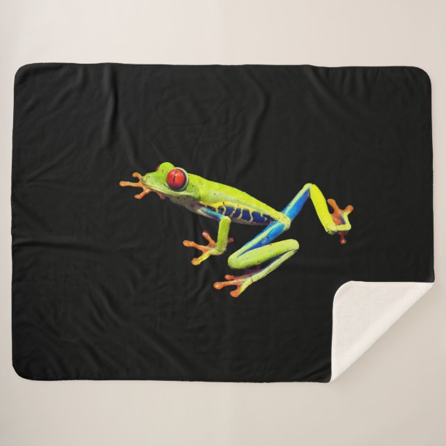 Red Eyed Painted Tree Frog  Sherpa Blanket (Front (Horizontal))
