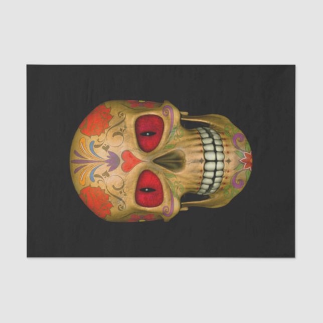 Red  Eyed Sugar Skull Zombie  Tissue Paper (Front)