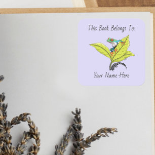 Red Eyed Tree Frog Bookplate Square Sticker