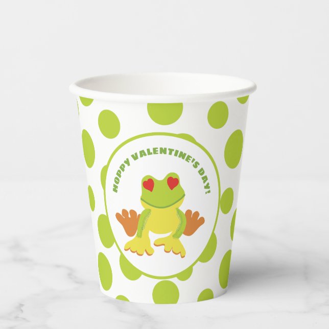 Red Eyed Tree Frog Hoppy Valentine's Day Paper Cups (Front)