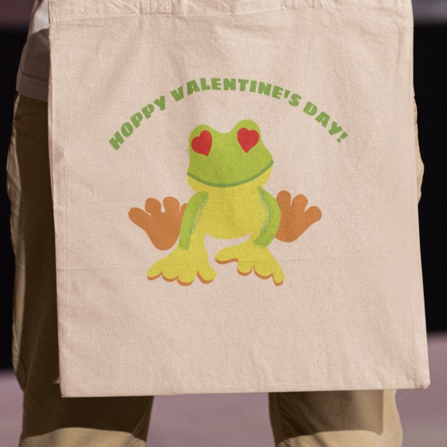 Red Eyed Tree Frog Hoppy Valentine's Day Tote Bag (Creator Uploaded)