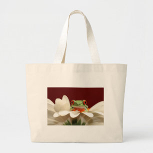 red eyed tree frog large tote bag