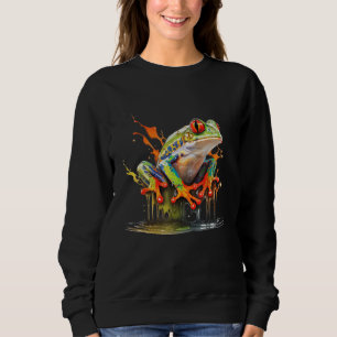 Red Eyed Tree Frog Leaping Water Rainforest Amphib Sweatshirt