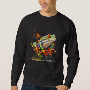Red Eyed Tree Frog Leaping Water Rainforest Amphib Sweatshirt