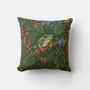 Red Eyed Tree Frog Pillow Tropical Throw Pillow