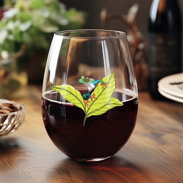 Red Eyed Tree Frog Stemless Wine Glass (Creator Uploaded)