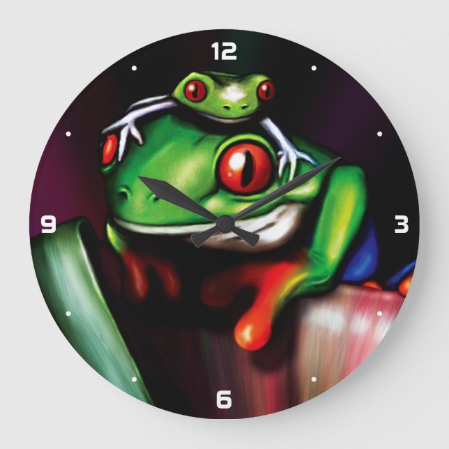 Red Eyed Tree Frogs Large Clock (Front)
