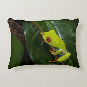 Red Eyes Frog On Stem Decorative Cushion