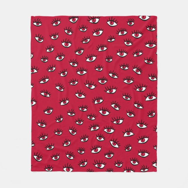 Red Eyes Pattern - Horror Gothic Aesthetic Fleece Blanket (Front)