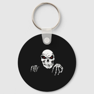 Red Eyes Skull Climbing Out Of You Halloween Fun Key Ring