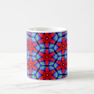 Red Fabrics Flowers Pattern Coffee Mug