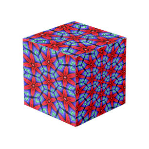 Red Fabrics Flowers Pattern Cube