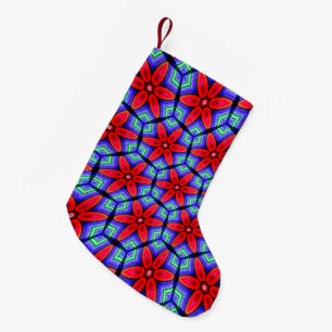 Red Fabrics Flowers Pattern Small Christmas Stocking