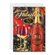 Red Fabulous Birthday Party Gold Champagne Glasses