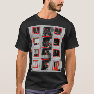 Red Facade Zuidoost Balcony Building Photography T-Shirt
