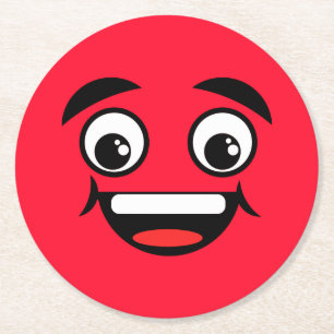 Red Face of Joy Round Paper Coaster
