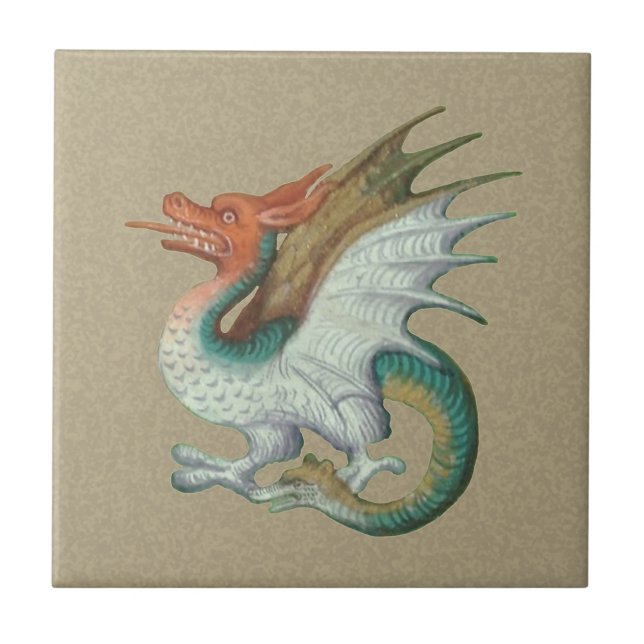 Red-Faced Dragon Small Ceramic Tile (Front)
