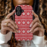 Red Fair Isle Christmas Sweater Pattern iPhone 16 Case<br><div class="desc">Add cosy winter vibes to your phone with our custom case featuring a classic Nordic Fair Isle pattern design. Perfect for the holiday season or year-round, this stylish case combines protection with a touch of traditional Scandinavian charm. Use the design tools to add your own text and photos. Personalise it...</div>