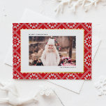 Red Fair Isle Winter Knit Pattern Photo Christmas Foil Holiday Postcard<br><div class="desc">Send warm holiday wishes wrapped in a cosy, festive design with this gold foil Christmas Postcard, featuring a charming Fair Isle knit pattern background. The intricate design evokes the comforting feel of winter warmth and holiday cheer. This customisable photo Christmas postcard offers a festive backdrop to your own personal photo....</div>