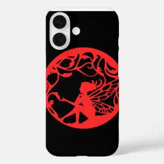 Red Fairy Black Background iPhone 16 Case
