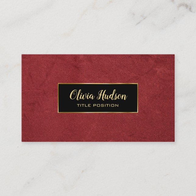 Red Fake Leather Business Card (Front)