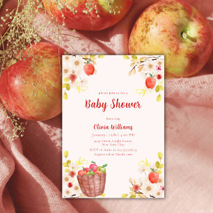 Red Fall Apple Of Our Eye Gardening Baby Shower Invitation