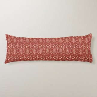 Red Fall Foliage Botanical Pattern Body Cushion