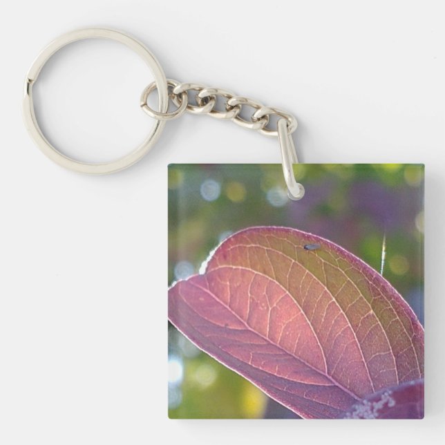 Red Fall Leaf And Bokeh Key Ring (Front)