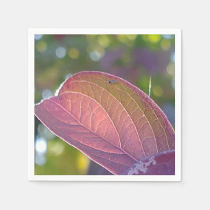 Red Fall Leaf And Bokeh Napkin