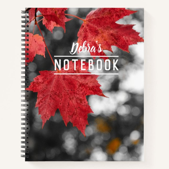 Red Fall Maple Leaves Photo Notebook (Front)