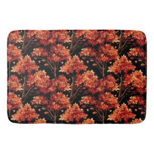Red Fall Maple Tree Seamless Pattern Graphic Bath Mat