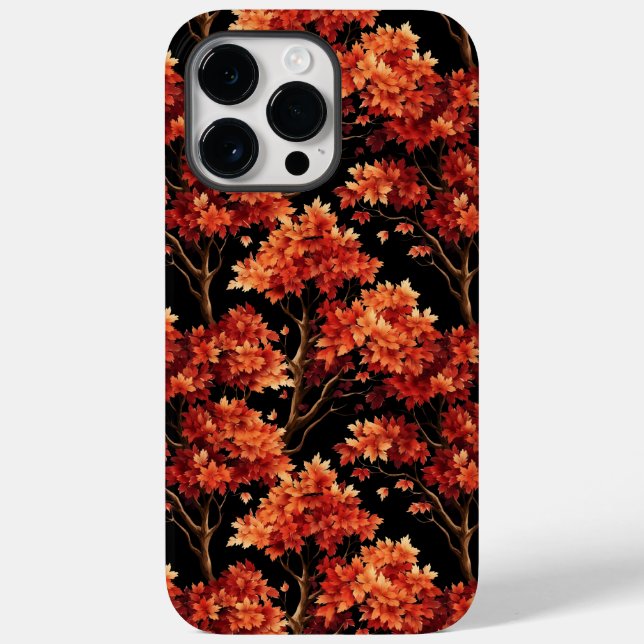 Red Fall Maple Tree Seamless Pattern Graphic Case-Mate iPhone Case (Back)