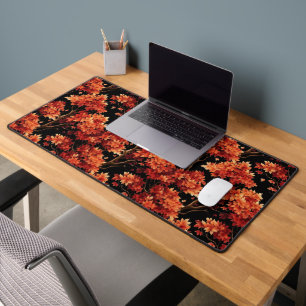 Red Fall Maple Tree Seamless Pattern Graphic Desk Mat