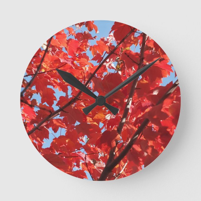 Red Fall Round Clock (Front)