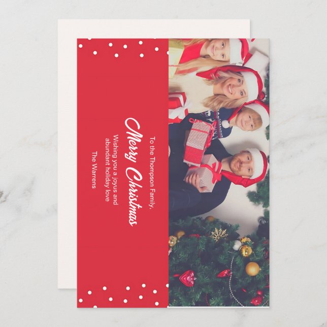 Red Family Photo Christmas Card  (Front/Back)