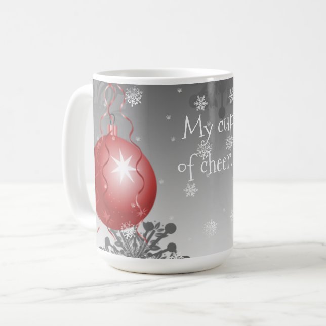 Red Fancy Christmas Ornament Coffee Mug (Front Left)