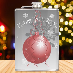 Red Fancy Christmas Ornament Flask