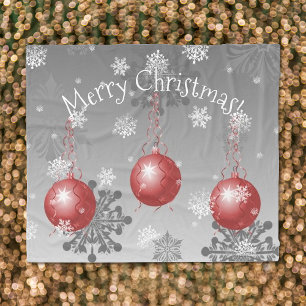 Red Fancy Christmas Ornament Fleece Blanket
