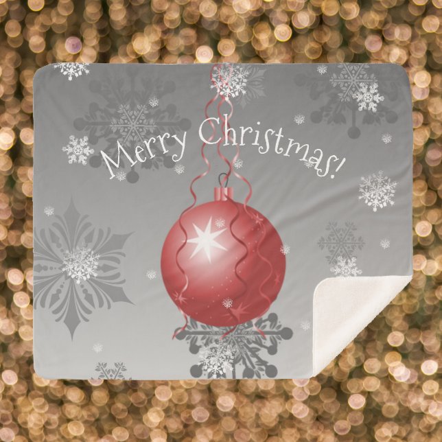 Red Fancy Christmas Ornament Sherpa Blanket (Red Fancy Christmas Ornament Sherpa Blanket)